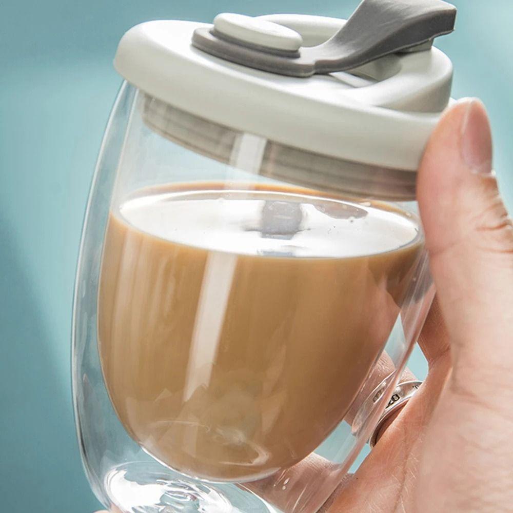 Leak-Proof Transparent Tumbler Cold/Heat Resistant Portable Water Cup Cute Glass Cup with Lid  Tea