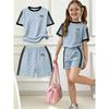 Kids Clothes Girls 2pcs Set Easy Bow Print Short Sleeve T-Shirt and Shorts Set Suitable for Spring and Summer Y2K Fashion