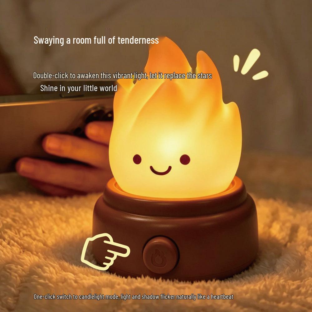 Creative USB Rechargeable Flame Night Light - Soft, Eye-Friendly Bedside Glow for Sleep and Ambiance, Ideal Birthday Gift.