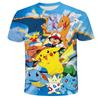 Travel Parent-child Clothing Children's T-shirts Anime Pikachu Kids 3D Pokemon T-shirts Men's Clothing Boys Girls Short-sleeved