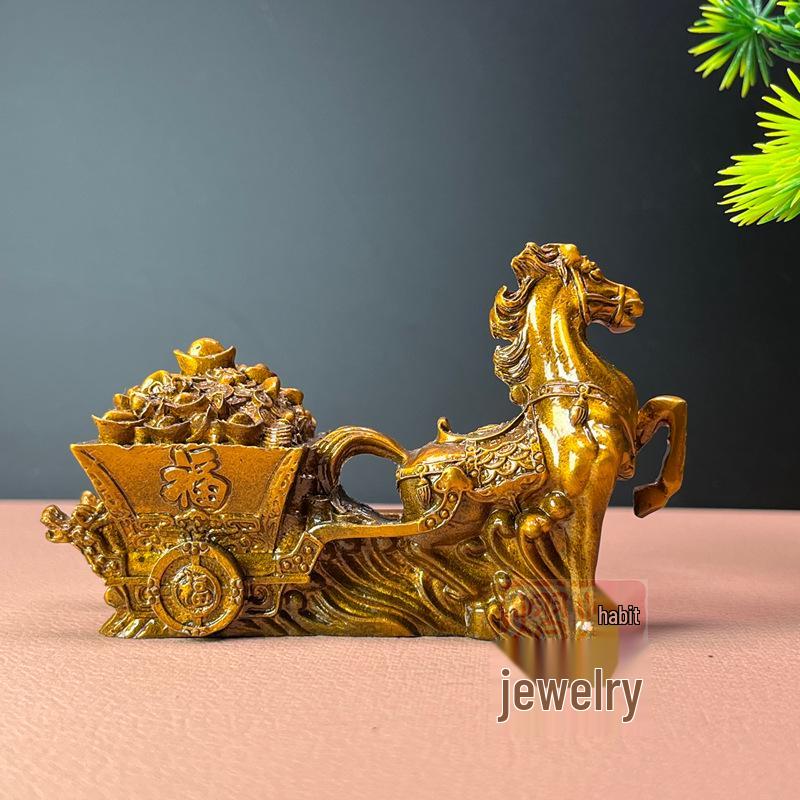 Copper Gold Horse Yuanbao Zodiac Carriage Ornament