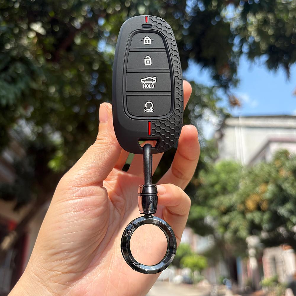 Keychain Protection For Hyundai Tucson Ioniq Creta Kona Solaris Elantra I10 I20 Santa Fe Silicone Car Remote Fold Key Cover Fob