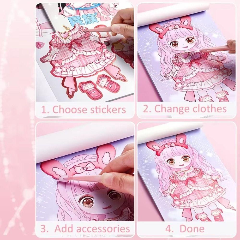 Dress Up Sticker Book Girl Sticker Book Children's Cartoon Makeup Show Puzzle Cartoon Handmade DIY Book