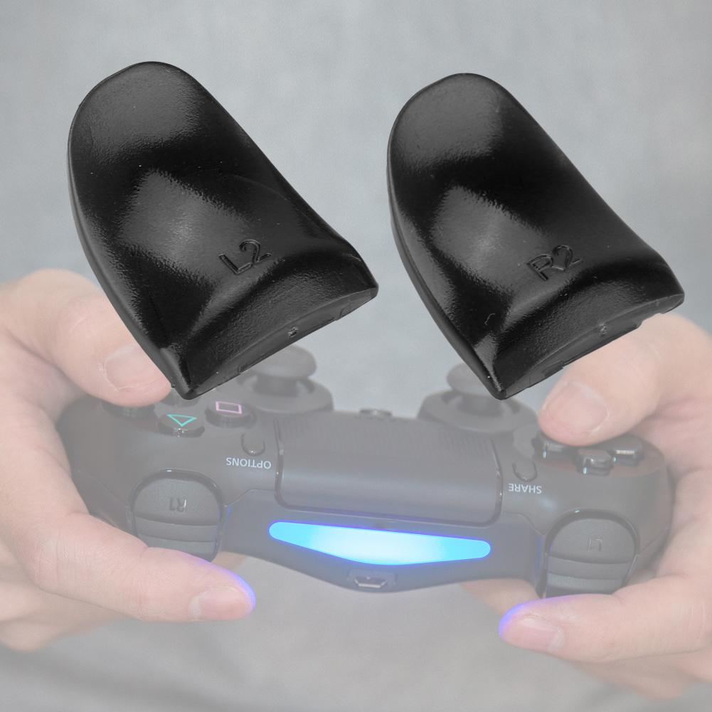 2 PCS Set Durable R2 L2 Buttons Trigger Extender Extension for PS4 Controller (Black)