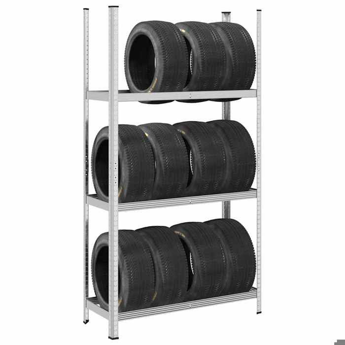 VidaXL 3-Tier Tire Rack Silver 110x40x200 Cm Steel, Garage Shelf, Storage Shelf, Shelf 4016970