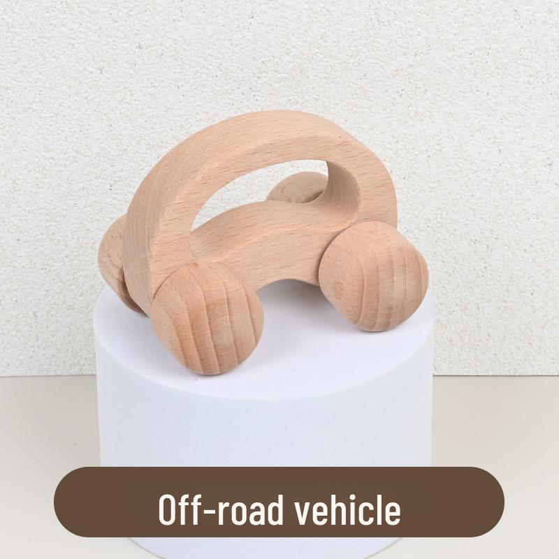 Eco-Friendly Beech Wood Toy Car - Natural Finish, Safe for Kids' Education