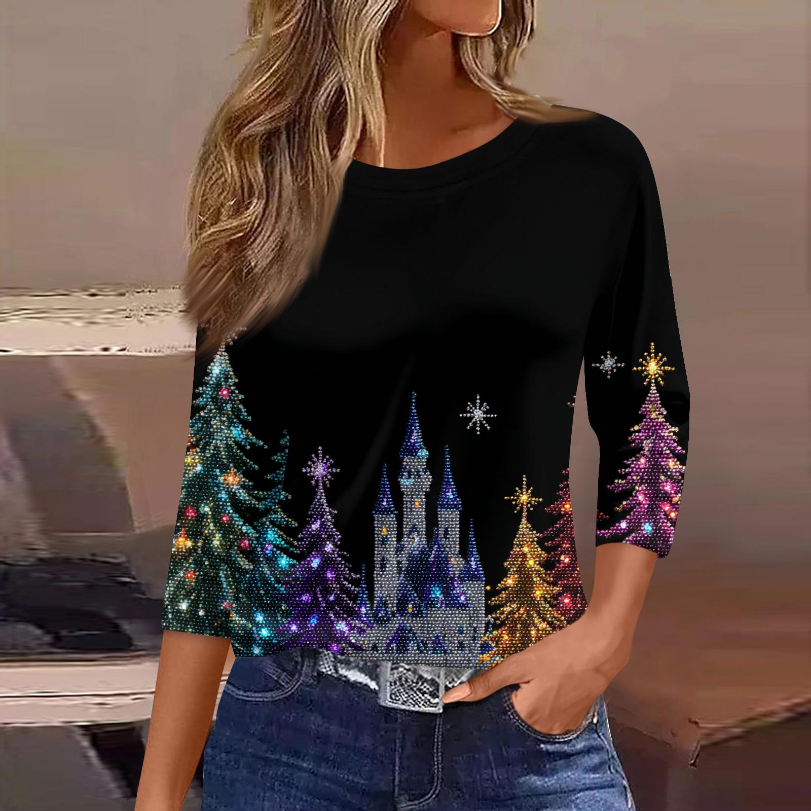 

Женские топы с рукавами 3/4, цветочный принт, винтажная мода, повседневные свободные рубашки с круглым вырезом больших размеров XXL фиолетовый