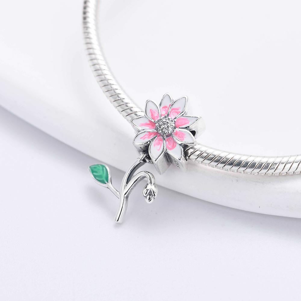 New Copper Charm Fit Original Bracelet Accessories Women Jewelry Spring Flower Lucky Four-Leaf Clover Sunflower