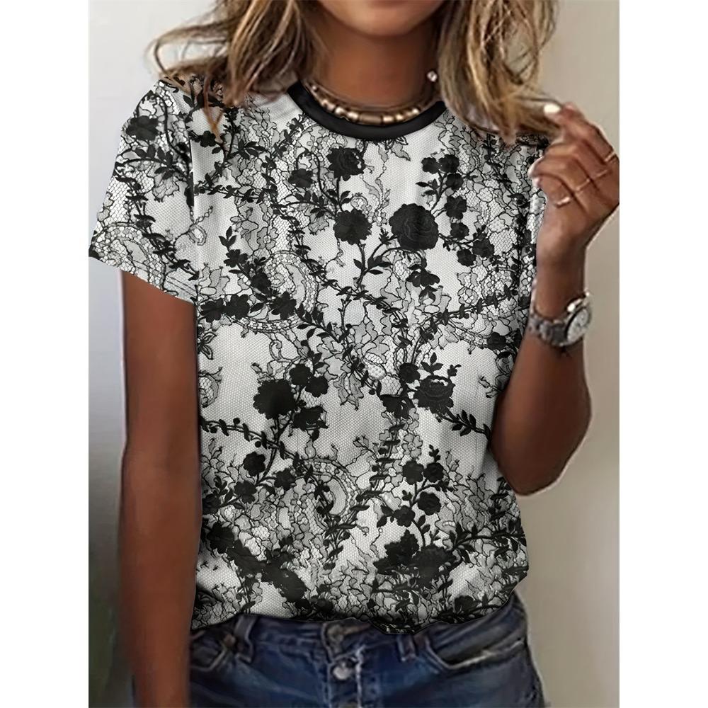 Women's Plant Fruit 3D Printed Women's T-shirt 3D Casual Fashion Short Sleeve Simple Flower Women's T-shirt