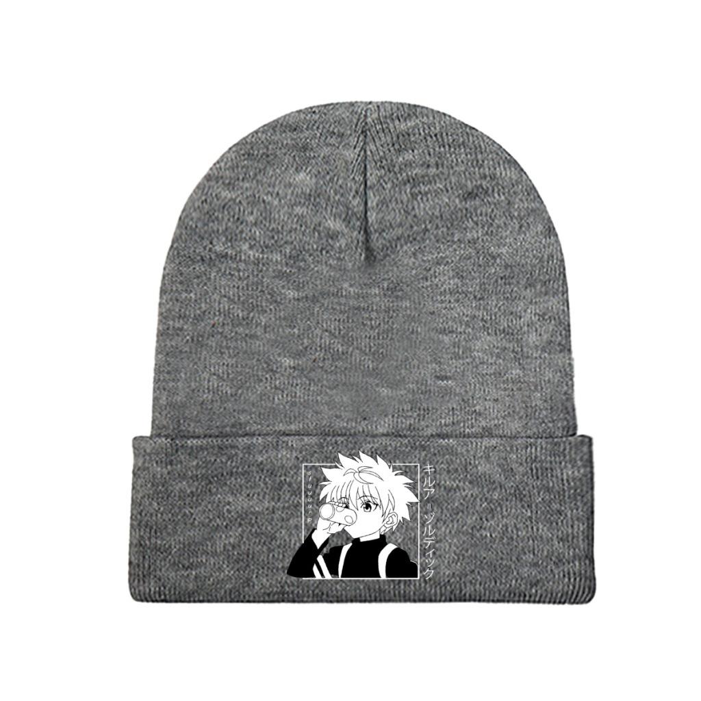 Kawaii Hunter X Hunter Killua Zoldyck Pletená čepice pro ženy Unisex Skullies Čepice Zimní čepice HXH Anime Manga Casual Cap