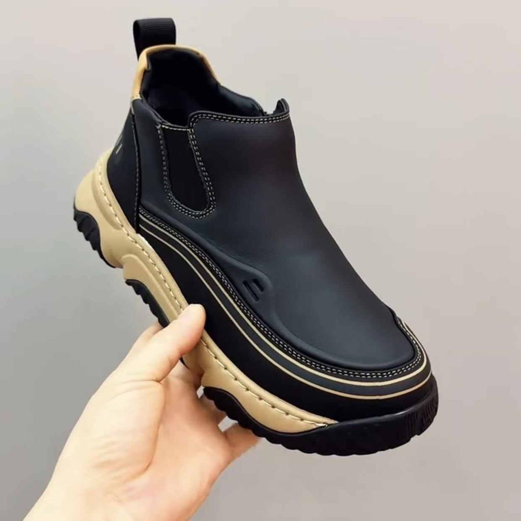 Spring new men's handmade online casual leather shoes men's retro big head foot cover thick bottom breathable leather shoes men