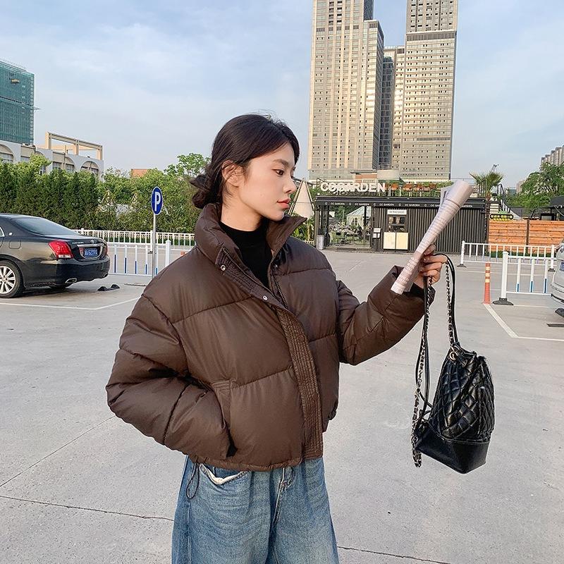 Women's Short Lambskin Jacket for Winter Loose Cotton Coat