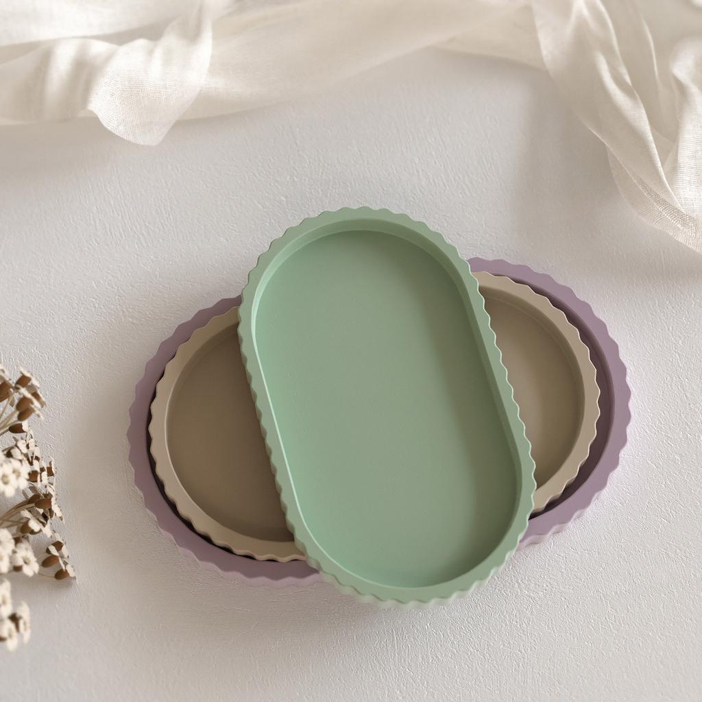 Creative Silicone Dish Coaster Mold Stylish Oval Striped Resin Mold For Artistic DIY Projects And Trinket Storage