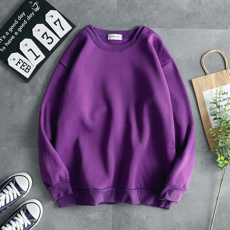 Men's Trendy Autumn Long-Sleeve Round Neck Sweater - Solid Color Loose Fit Pullover for Students