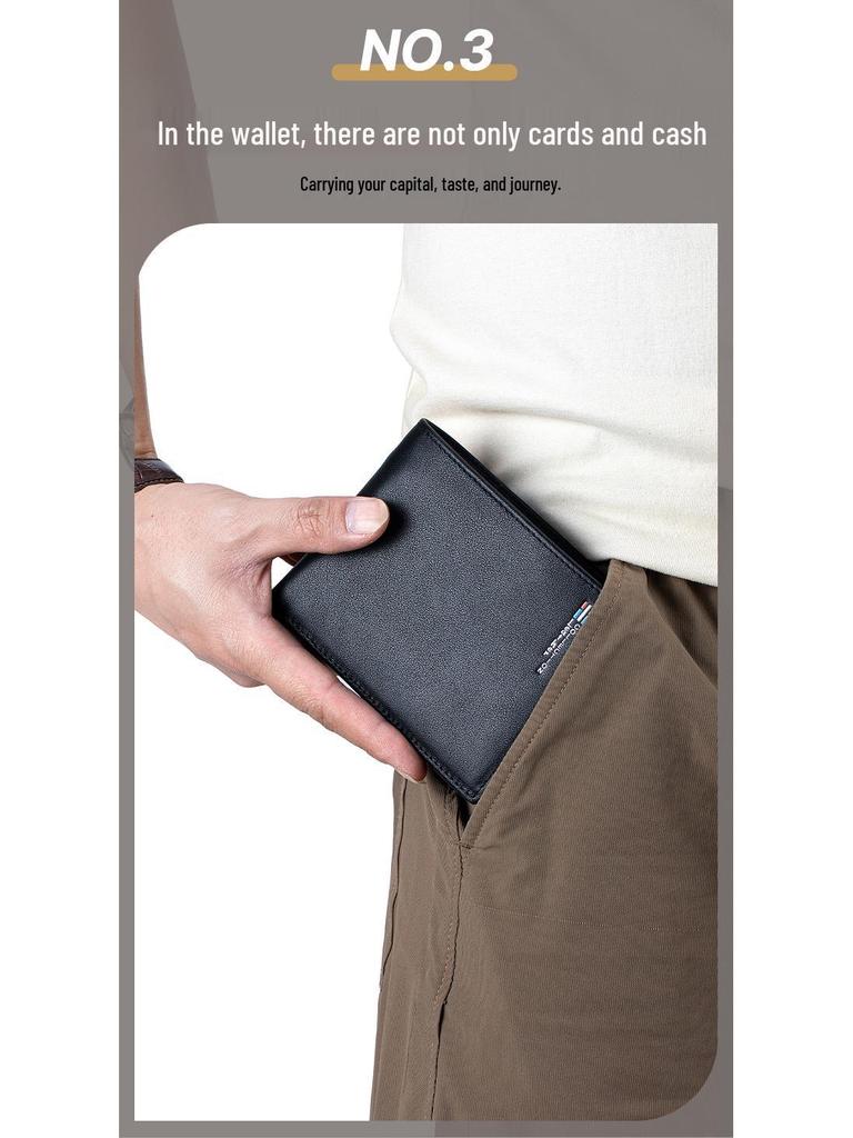 Nouveau Portefeuille en Cuir pour Homme - Portefeuille Court en Cuir de Vachette Première Couche, Pince à Billets Cadeau pour Père, Mari ou Petit Ami