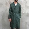 Linen Bath Robe with Belt Long Sleeve Side Pocket