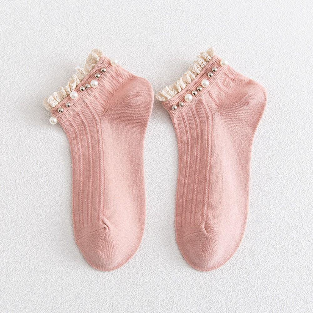 1Pair Breathable Lace Ruffle Socks Elastic White Frilly Socks Women Ankle Socks  Women Girls