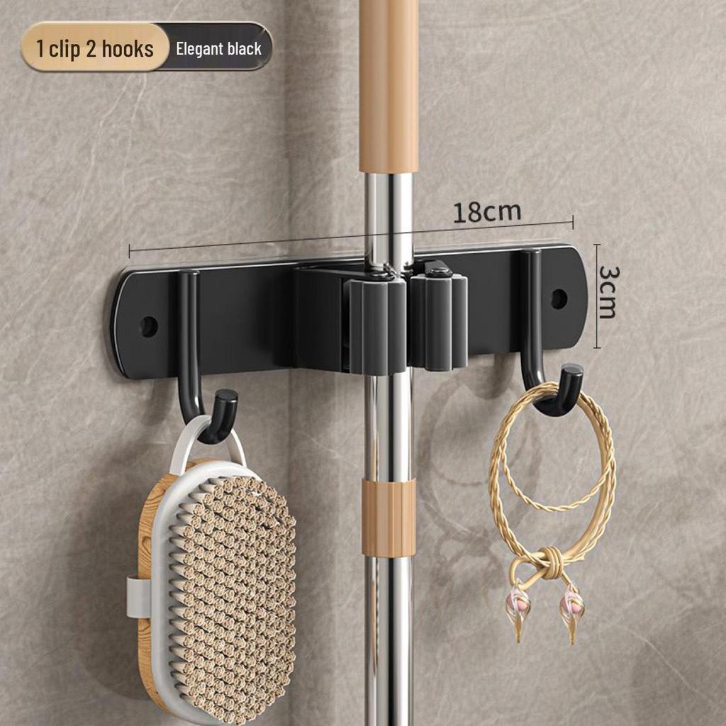 Stainless Steel No-Drill Mop & Broom Wall Mount Hanger