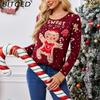BITCED Casual Christmas Sweater for Women Autumn/Winter Long-Sleeved Pullover with Gingerbread Man Pattern