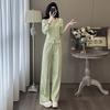 Fashionable Temperament Suit, Lazy Style Hooded Slim Fit Zipper Sweatshirt Casual Wide-leg Pants Two-piece Set