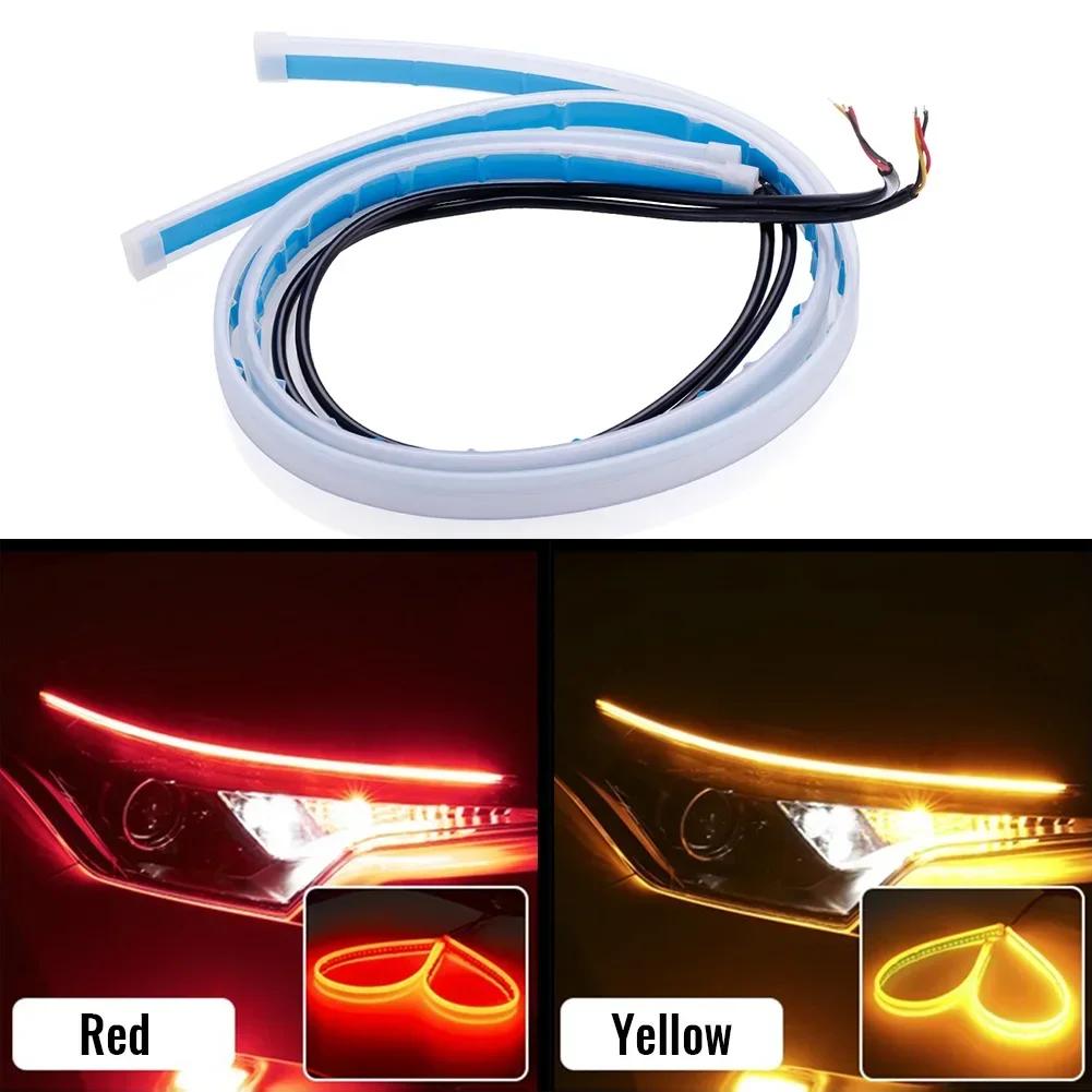 

2pcs 60cm Car DRL Flexible Waterproof Headlight LED Strip Universal Auto Headlights RGB Turn Signal Yellow Brake Flow Lights 30cm