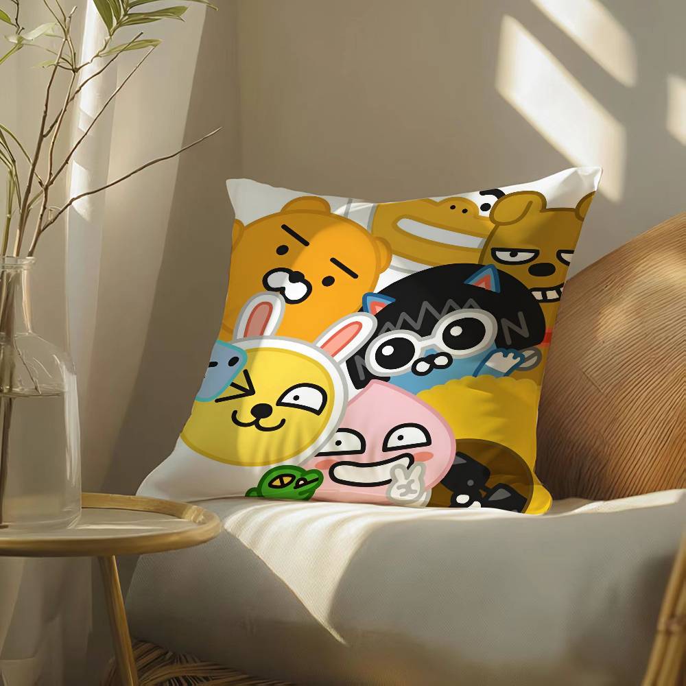 Cartoon Funny Fun Cute KAKAO Pillow Case Silky elegant Comfort Sofa Bed  Invisible zipper Beach pillowcase