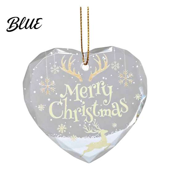 Holiday Romantic Space Decorations Heart Shaped Christmas Ornaments Crystal Santa Winter Scene Hanging Ornament Transparent Festive Porch Ornaments