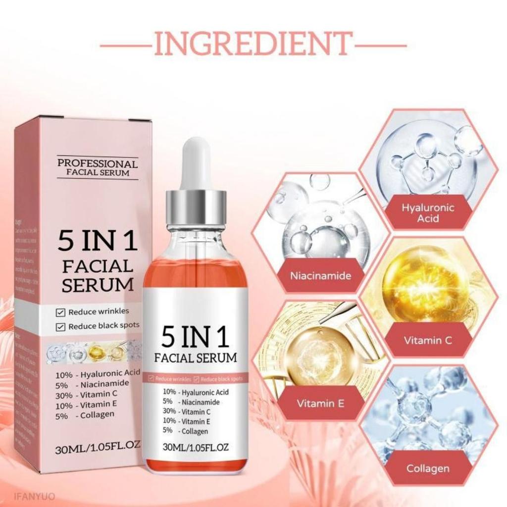 5-in-1 Facial Essence Moisturizes Skin, Anti-wrinkle, Firming, Fades Spots, Acne, Nourishes and Beautifies Skin
