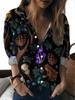 Colorful Cartoon Element Printed Lapel Shirt Women's Loose Casual and Comfortable Single-breasted Commuter Top