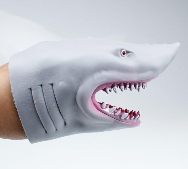 speed mao sea creature shark hand puppet gray