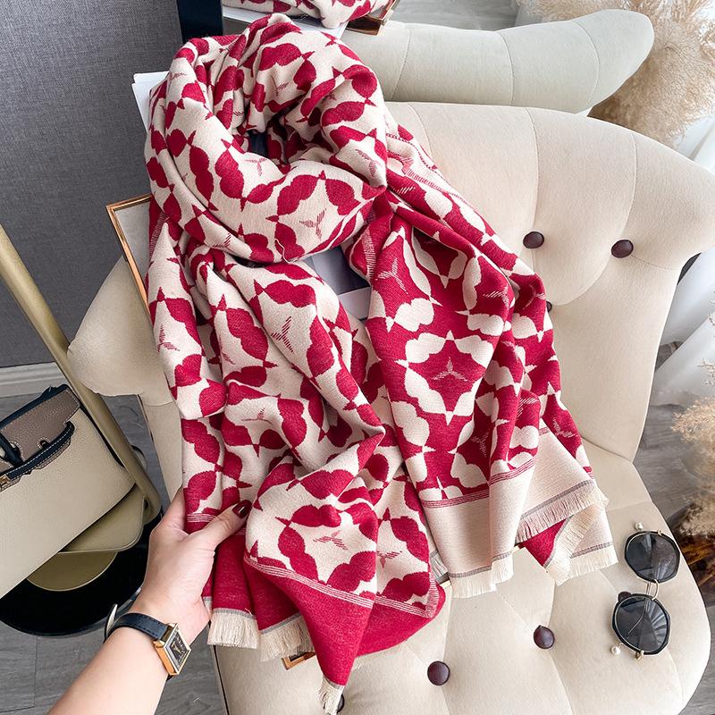 Travel imitation cashmere scarf women's winter high-end double-sided dual-purpose large shawl versatile thickened warm scarf tide