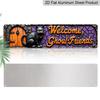 2D Flat Halloween-Themed Signboard | European-Style Aluminium Decorative Sign with Black Cat, Spiderweb Patterns, and Orange Text, Suitable for