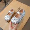 Girls shoes leather shoes silver princess shoes baby children bow show doll shoes soft sole spring and autumn single shoes
