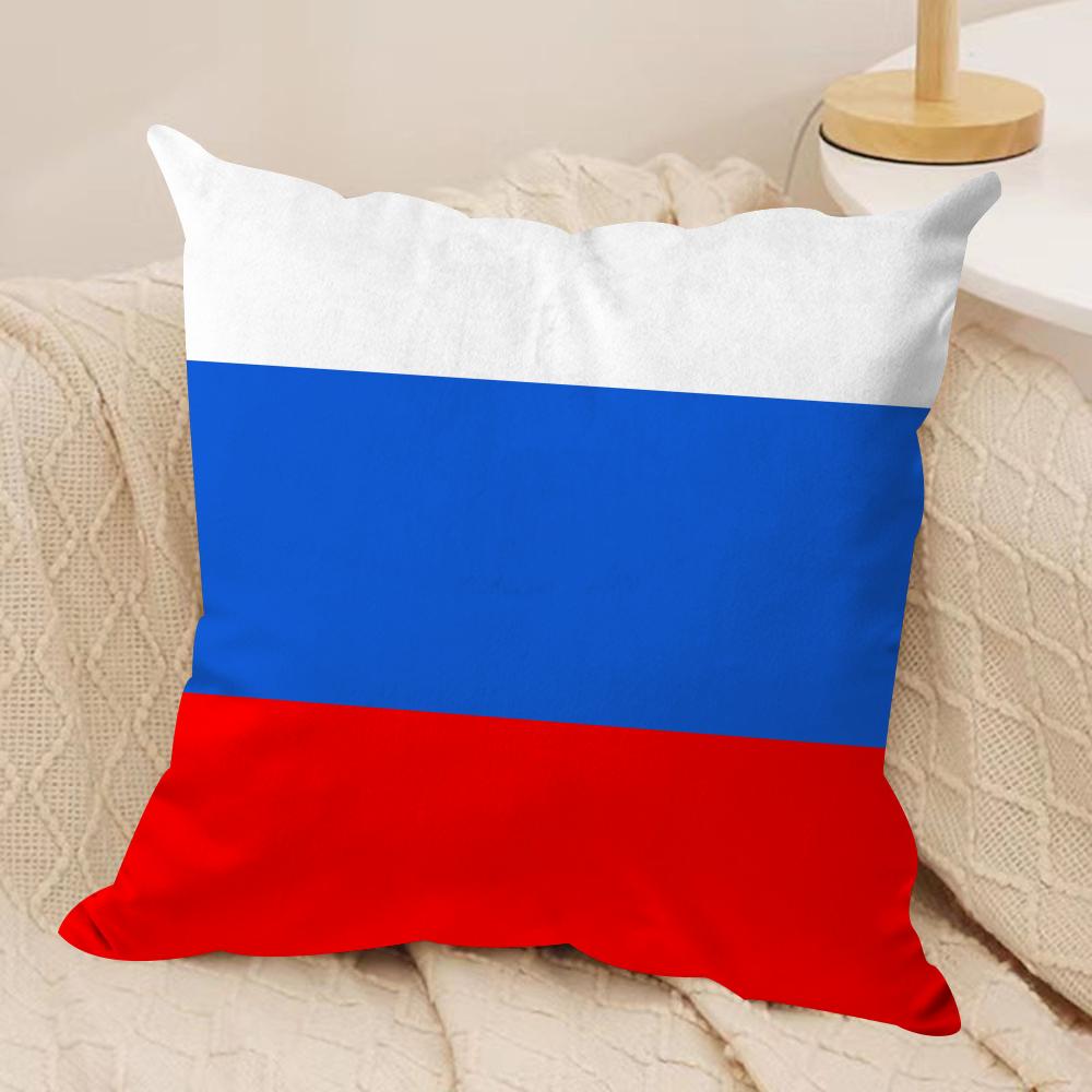 RRussia Flag Print Cushion Cover Pillowcase Ultra Soft Skin Friendly Fabric Cloud Like Comfort Concealed Zipper
