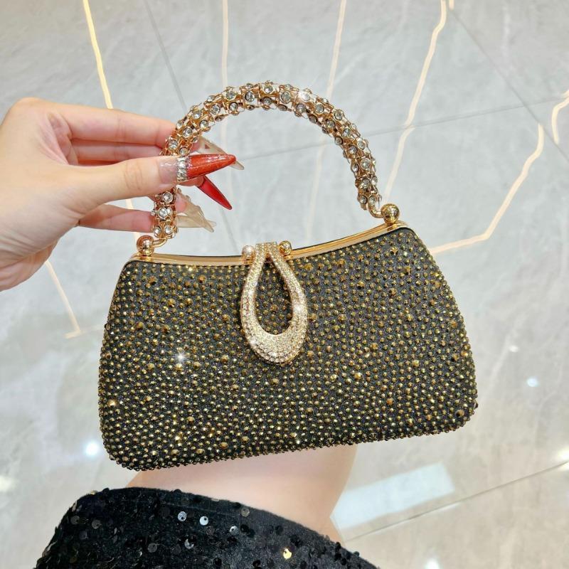 Sac bandoulière à chaîne Pochette de luxe Sac à main haut de gamme Mondain Pochette de soirée scintillante en strass