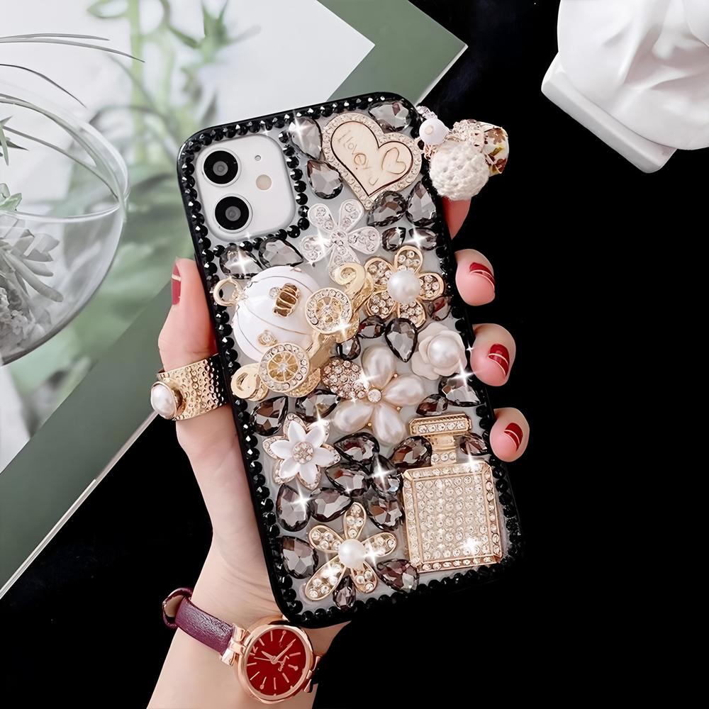 

Glitter Rhinestone Phone Case For Motorola Edge 60 Fusion 50 Neo Ultra Pro 40 3D Bling Crystal Design with Pumpkin Cover Girls Gift Motorola Edge 40 Neo чорний