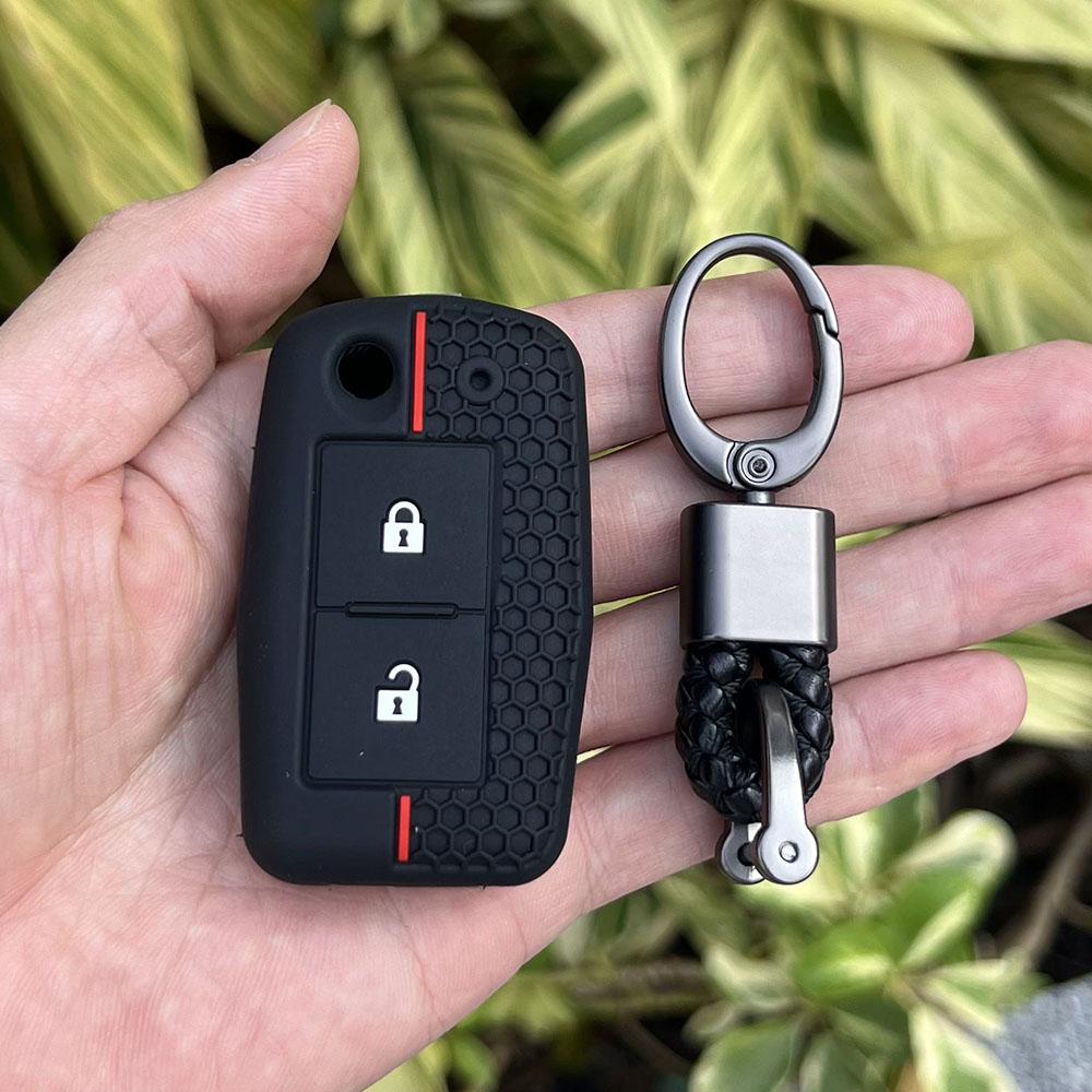 Silicone Car Fob Key Case Protector Keychain for Mitsubishi Lancer 10 Outlander 3 Pajero Sport 2buttons Folding Remote Cover Set