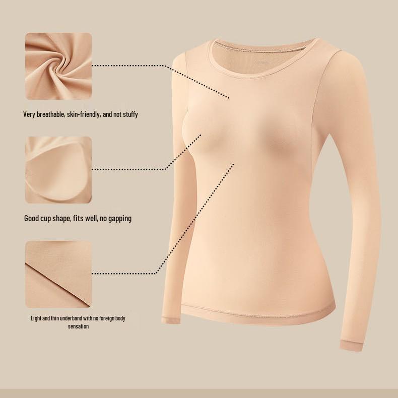 

Женский комплект базового слоя для красоты кожи: Теплое невидимое нижнее белье: топ и брюки для осени/зимы 2025 M