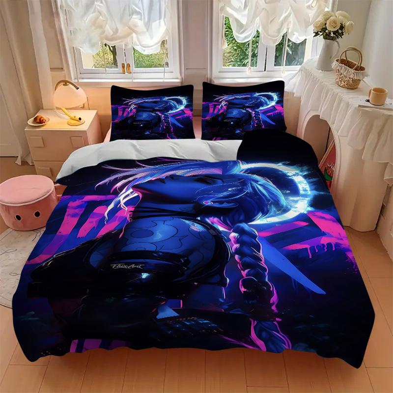 3pcs Jinx Home Decor Bedding Set-Universal Three-Piece Suit for Bedroom, Guest Room, Living Room, Hotel-Perfect Festival Gift for Fans, Trav