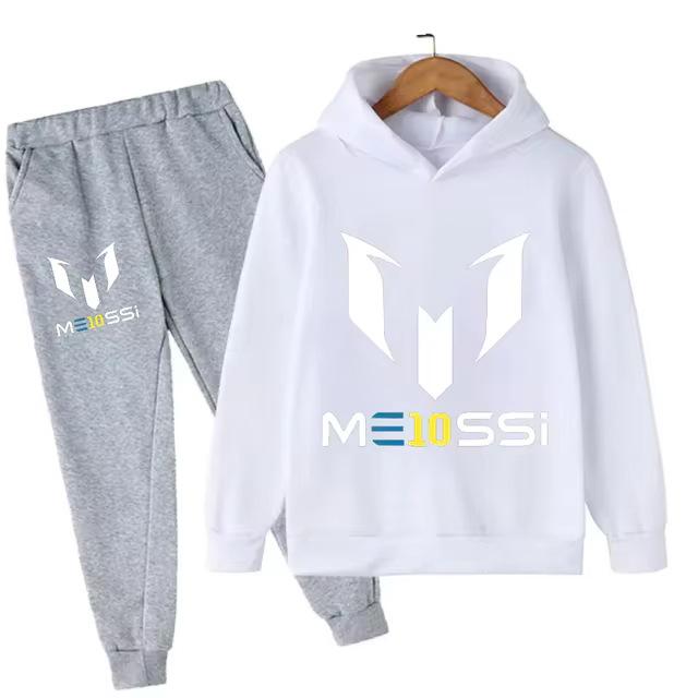 Kids' Messi Football Hoodie & Pants Set - 2-Piece Casual Sportswear for Boys & Girls, Spring & Autumn