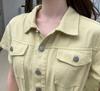 Real Shot: Summer Hong Kong-Style Korean Short-Sleeve Denim Dress - Fashionable Waist-Slimming Design for Women