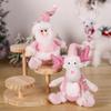 Adorable Pink Snowman And Reindeer Plush Figurines For Christmas Holiday Decor