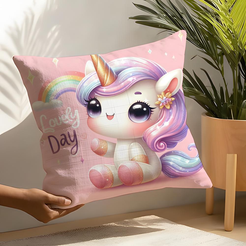 Cute Cartoon Unicorn Pillow Case Linen Cushion Covers For Decorative Sofa Home Pillows Case Car Chair Pillows Cases