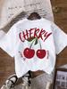 2026 Spring/Summer Cherry Print Women's Loose Round Neck T-Shirt
