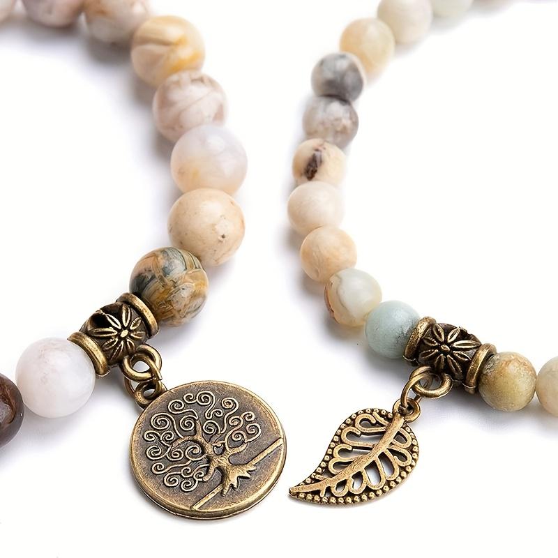 Natural Stone Bracelets Elastic Bracelet Pendant 6mm 8mm Round Bead Friendship Bracelet Bracelet Set 2PCS/Set Perfect Festival Anniversary Jewelry