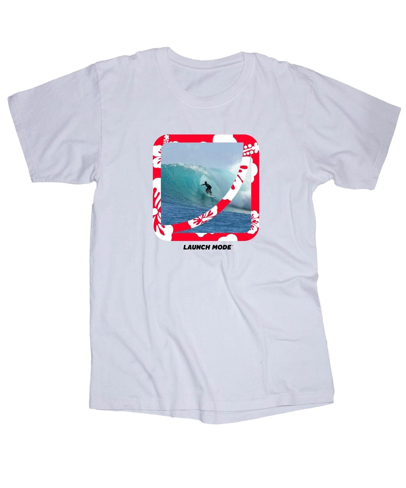 Launch Mode Hibiscus Hawaii Surfing Surf Surfboard Ride Air white T-shirt M