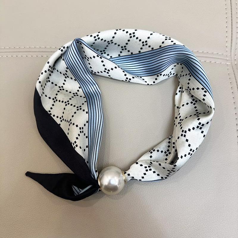 Summer 2025 Pearl Magnetic Buckle Scarf: Versatile, Decorative, Breathable Neck Warmer