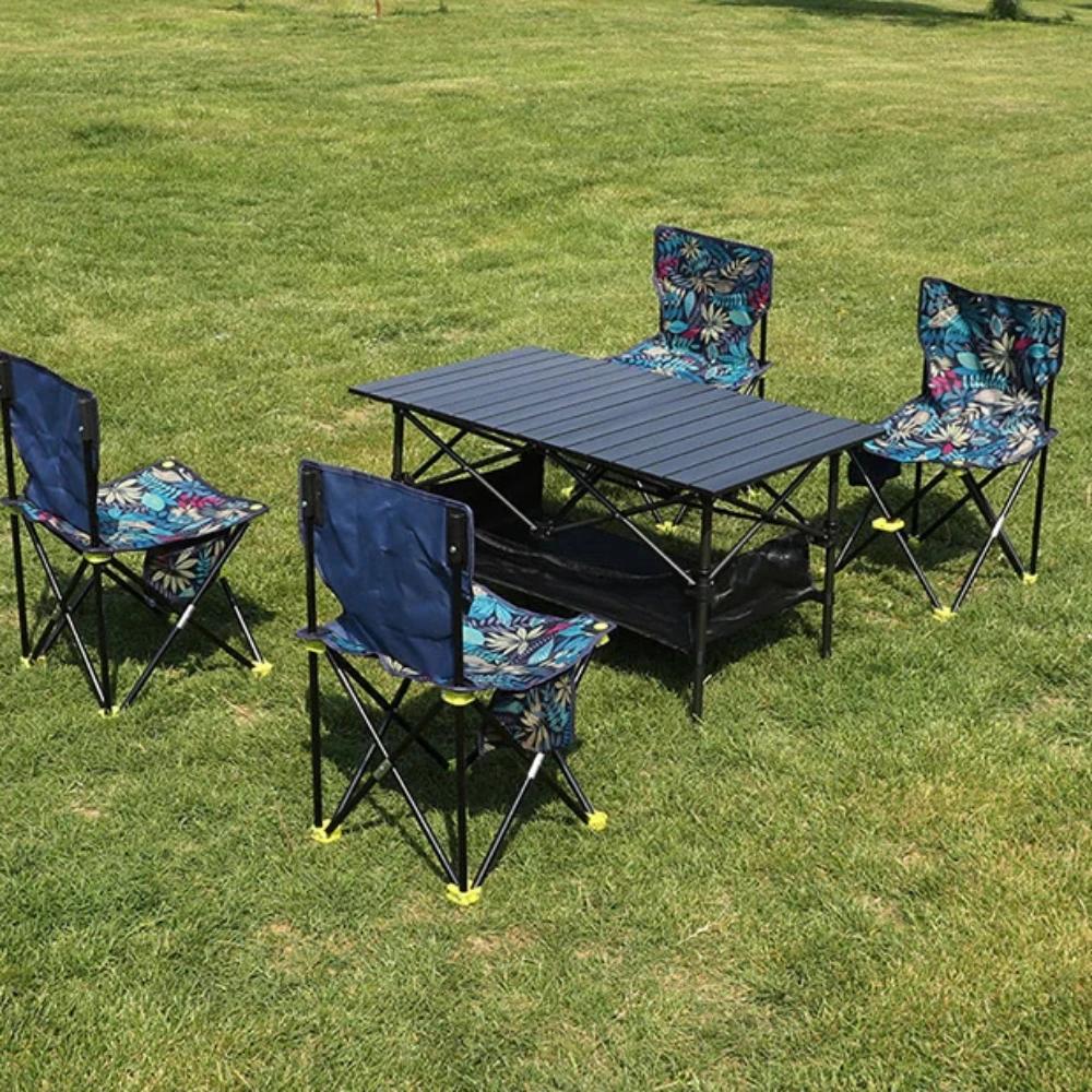 Outdoor Folding Table Portable Egg Roll Table with Net Bag Camping Barbecue Desk Travel Foldable Table Simple Outdoor Tables