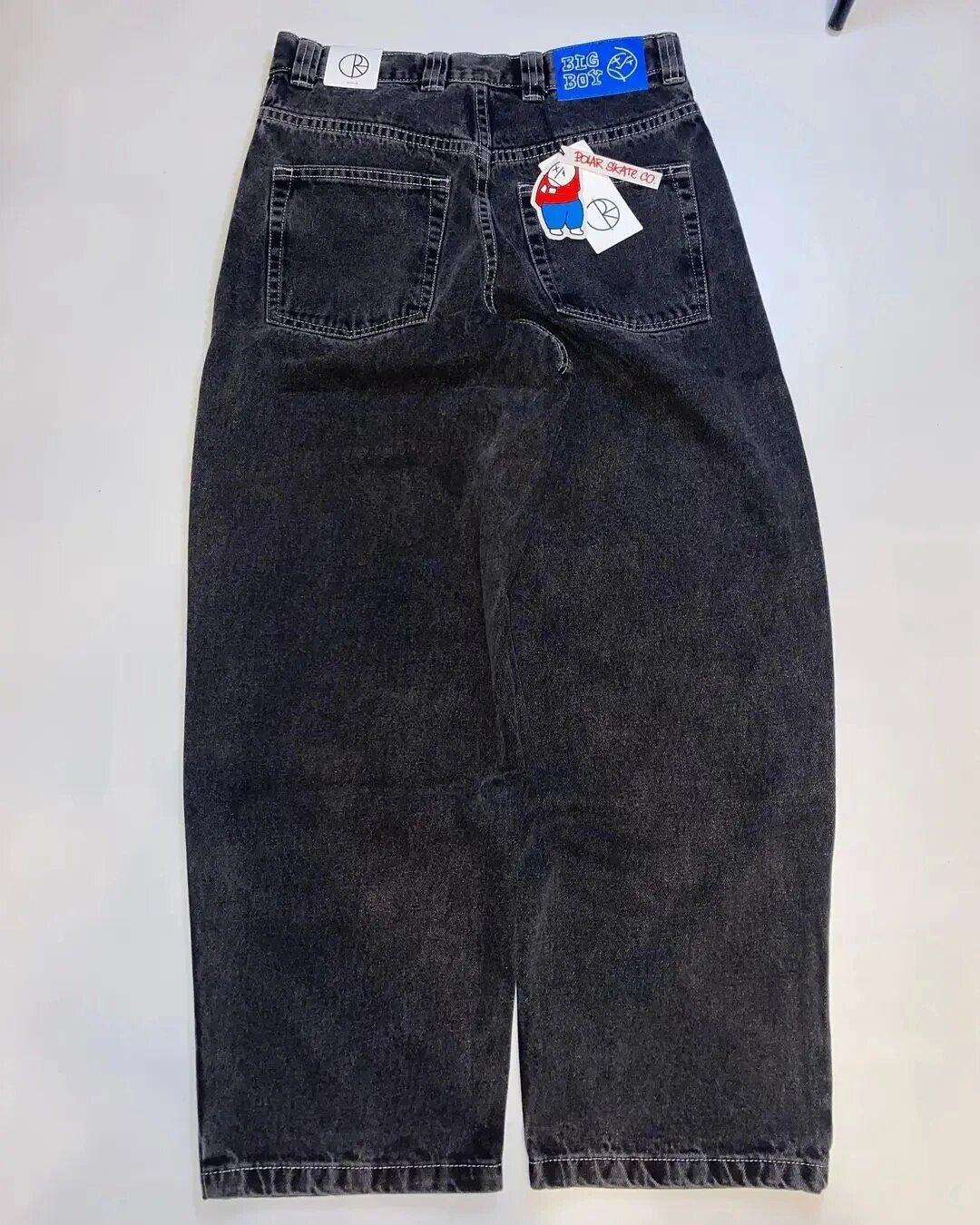 Loose jeans, hip-hop rock embroidery, street