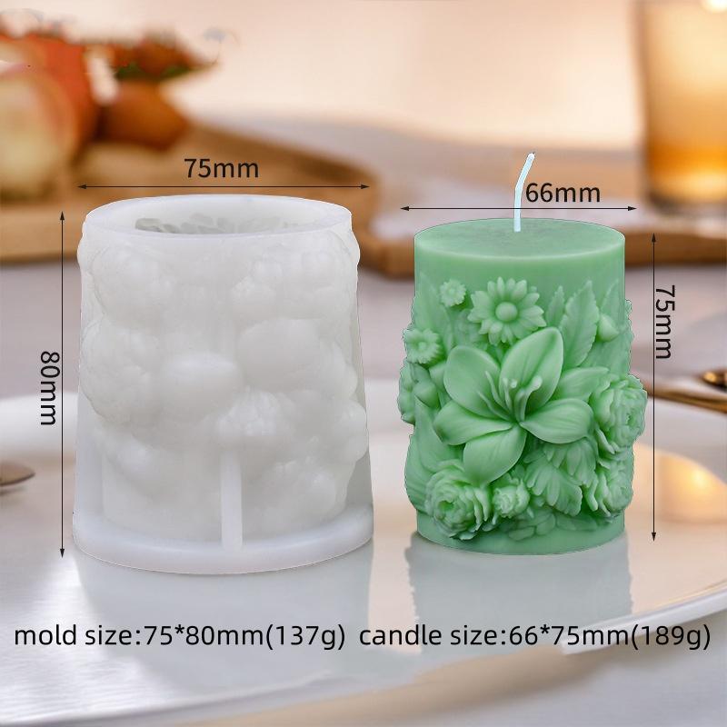 Lily Flower Relief Candle Silicone Mold DIY Linglan Flower Fragrance Smoked Soybean Wax Mold Gypsum Home Decoration Tool